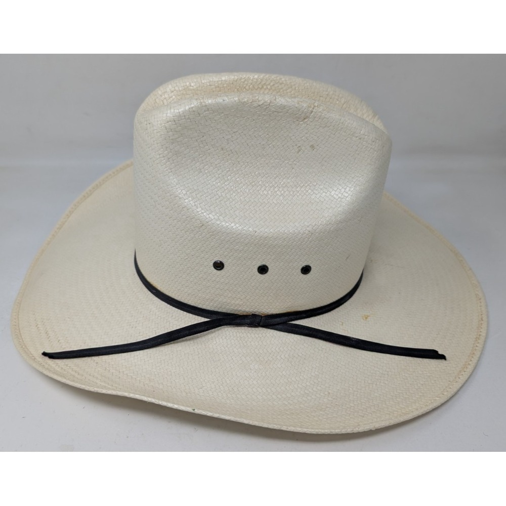 Eddy Bros Western Cowboy Hat 6 3/4 Formosan Straw Rodeo Ivory 10x 54 Mexico VTG